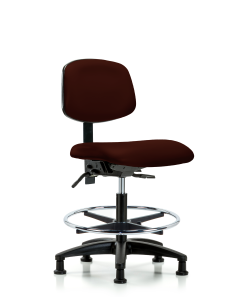 Blue Ridge Ergonomics VMBCH-RG-T0-A0-CF-RG-8569 Rutledge Vinyl Chair - Medium Bench Height with Chrome Foot Ring & Stationary Glides in Burgundy Trailblazer™ Vinyl