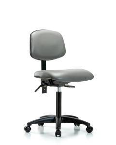 Blue Ridge Ergonomics VMBCH-MB-RG-T1-A0-NF-RC-8840 Rutledge Vinyl Chair - Medium Bench Height with Medium Back, Seat Tilt, & Casters in Sterling Supernova™ Vinyl