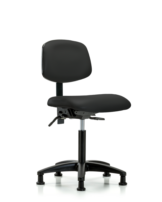 Blue Ridge Ergonomics VMBCH-RG-T0-A0-NF-RG-8540 Rutledge Vinyl Chair - Medium Bench Height with Stationary Glides in Black Trailblazer™ Vinyl