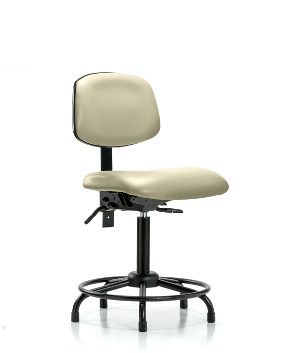 Blue Ridge Ergonomics VMBCH-RT-T0-A0-RG-8501 Rutledge Vinyl Chair - Medium Bench Height with Round Tube Base & Stationary Glides in Adobe White Trailblazer™ Vinyl