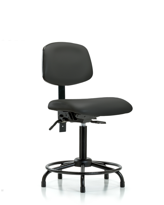 Blue Ridge Ergonomics VMBCH-RT-T0-A0-RG-8605 Rutledge Vinyl Chair - Medium Bench Height with Round Tube Base & Stationary Glides in Charcoal Trailblazer™ Vinyl