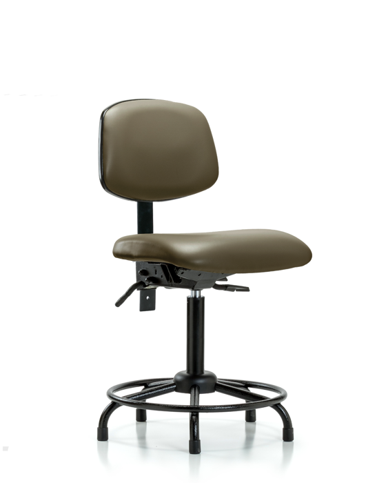 Blue Ridge Ergonomics VMBCH-RT-T0-A0-RG-8809 Rutledge Vinyl Chair - Medium Bench Height with Round Tube Base & Stationary Glides in Taupe Supernova™ Vinyl