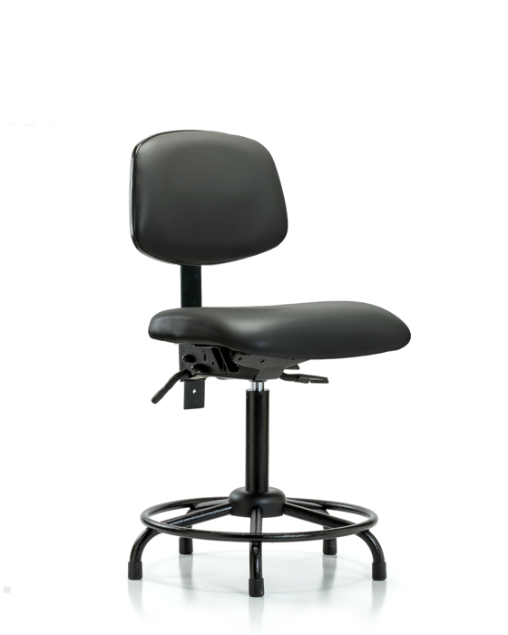 Blue Ridge Ergonomics VMBCH-RT-T0-A0-RG-8823 Rutledge Vinyl Chair - Medium Bench Height with Round Tube Base & Stationary Glides in Carbon Supernova™ Vinyl