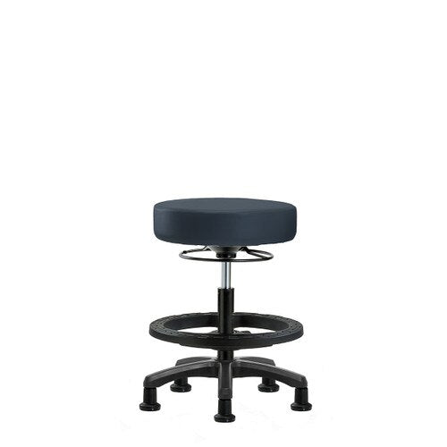 Blue Ridge Ergonomics VMBMS-RG-BF-RG-8582 Vinyl Mini-Stool - Medium Bench Height with Black Foot Ring & Stationary Glides in Imperial Blue Trailblazer™ Vinyl