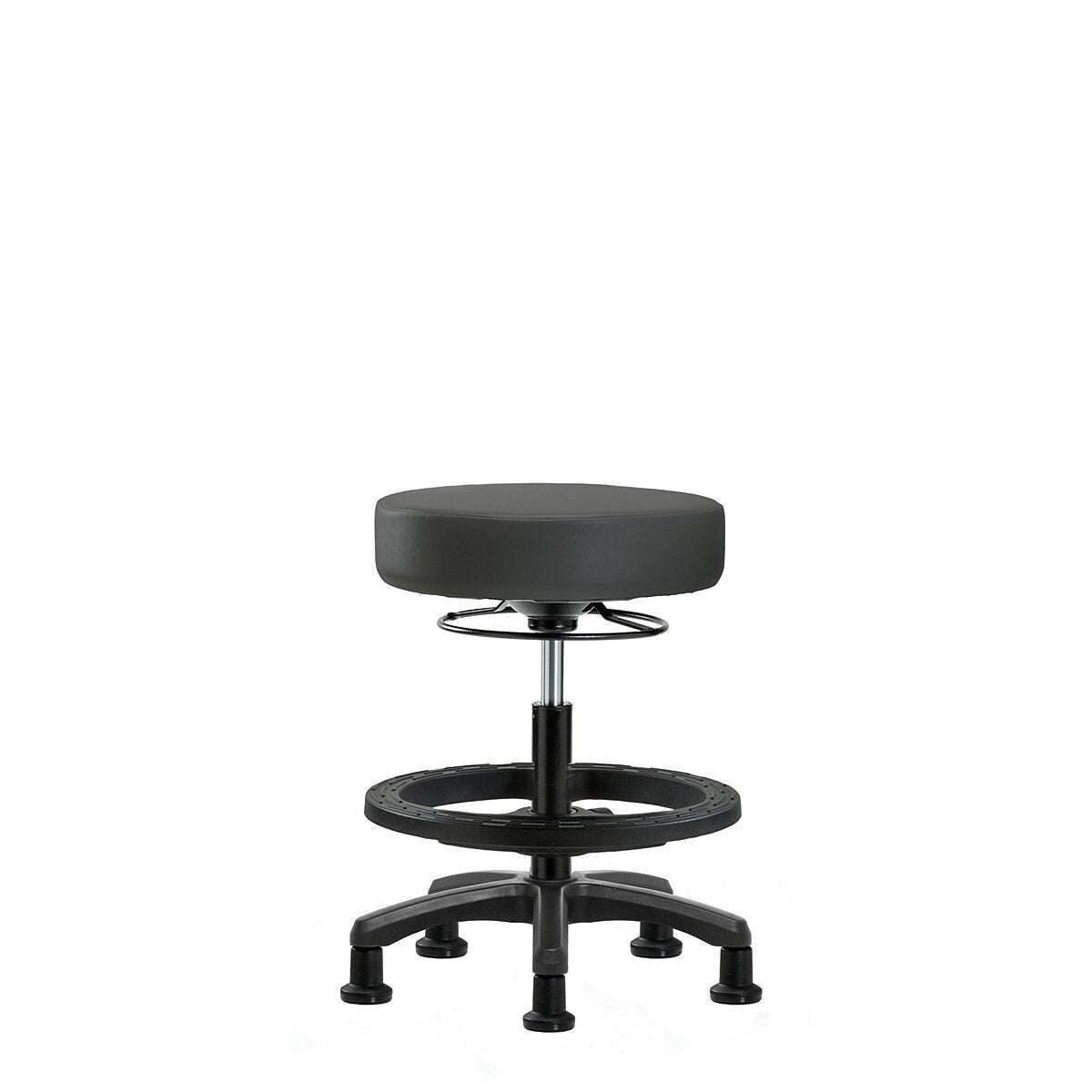Blue Ridge Ergonomics VMBMS-RG-NF-RG-8605 Vinyl Mini-Stool - Medium Bench Height with Stationary Glides in Charcoal Trailblazer™ Vinyl