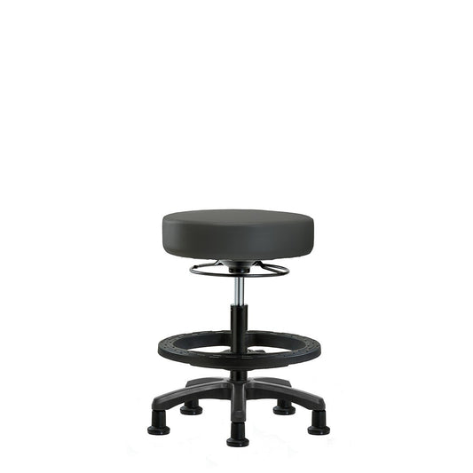 Blue Ridge Ergonomics VMBMS-RG-NF-RG-8605 Vinyl Mini-Stool - Medium Bench Height with Stationary Glides in Charcoal Trailblazer™ Vinyl