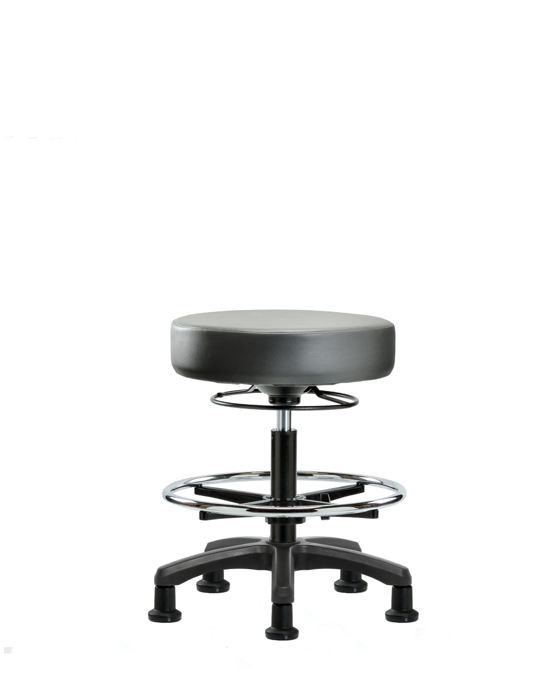 Blue Ridge Ergonomics VMBMS-RG-CF-RG-8840 Vinyl Mini-Stool - Medium Bench Height with Chrome Foot Ring & Stationary Glides in Sterling Supernova™ Vinyl