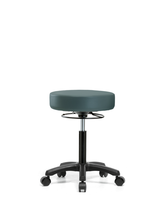 Blue Ridge Ergonomics VMBMS-RG-NF-RC-8546 Vinyl Mini-Stool - Medium Bench Height with Casters in Colonial Blue Trailblazer™ Vinyl