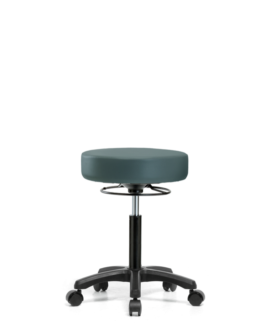 Blue Ridge Ergonomics VMBMS-RG-NF-RC-8546 Vinyl Mini-Stool - Medium Bench Height with Casters in Colonial Blue Trailblazer™ Vinyl