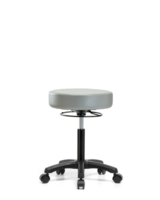 Blue Ridge Ergonomics VMBMS-RG-NF-RC-8567 Vinyl Mini-Stool - Medium Bench Height with Casters in Dove Trailblazer™ Vinyl