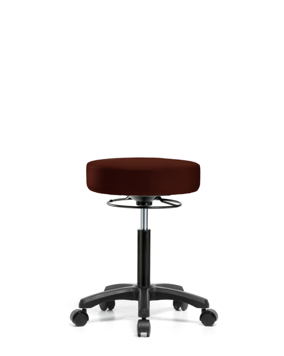 Blue Ridge Ergonomics VMBMS-RG-NF-RC-8569 Vinyl Mini-Stool - Medium Bench Height with Casters in Burgundy Trailblazer™ Vinyl