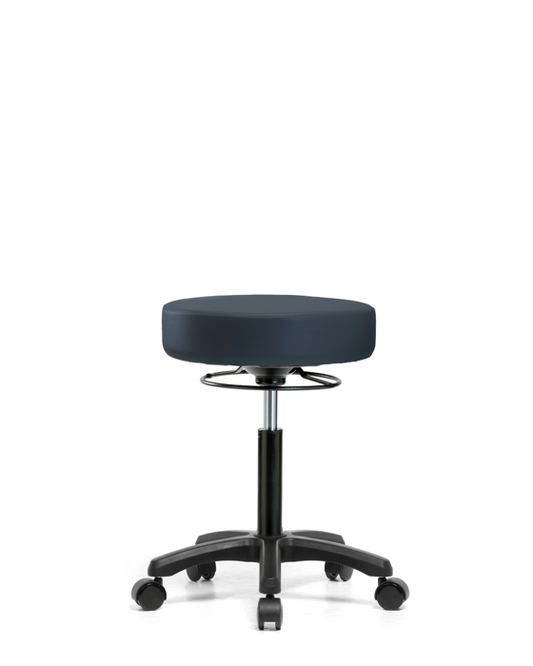 Blue Ridge Ergonomics VMBMS-RG-NF-RC-8582 Vinyl Mini-Stool - Medium Bench Height with Casters in Imperial Blue Trailblazer™ Vinyl