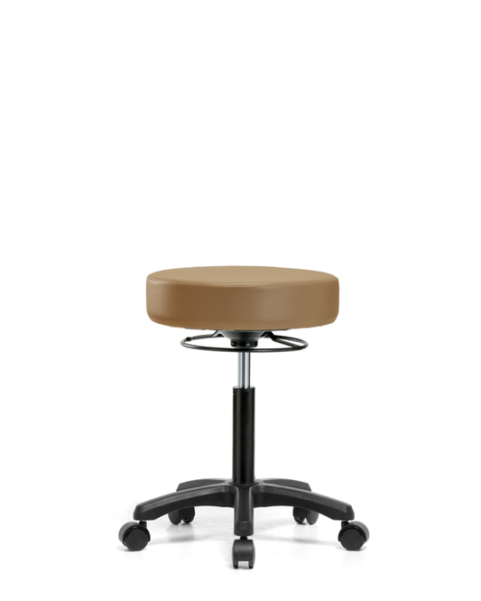 Blue Ridge Ergonomics VMBMS-RG-NF-RC-8584 Vinyl Mini-Stool - Medium Bench Height with Casters in Taupe Trailblazer™ Vinyl