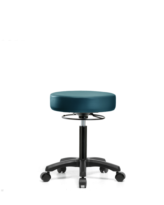 Blue Ridge Ergonomics VMBMS-RG-NF-RC-8801 Vinyl Mini-Stool - Medium Bench Height with Casters in Marine Blue Supernova™ Vinyl