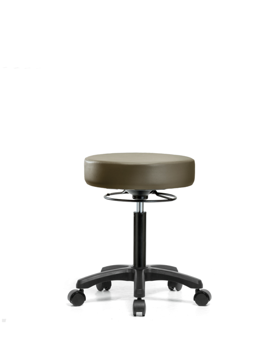 Blue Ridge Ergonomics VMBMS-RG-NF-RC-8809 Vinyl Mini-Stool - Medium Bench Height with Casters in Taupe Supernova™ Vinyl