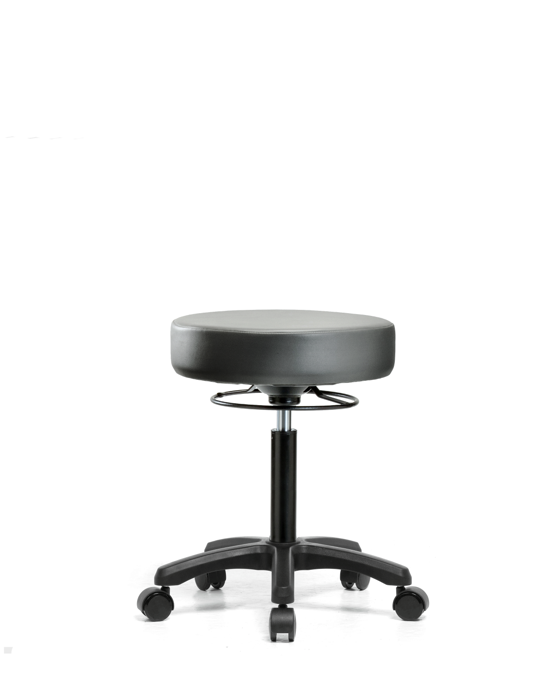 Blue Ridge Ergonomics VMBMS-RG-NF-RC-8840 Vinyl Mini-Stool - Medium Bench Height with Casters in Sterling Supernova™ Vinyl