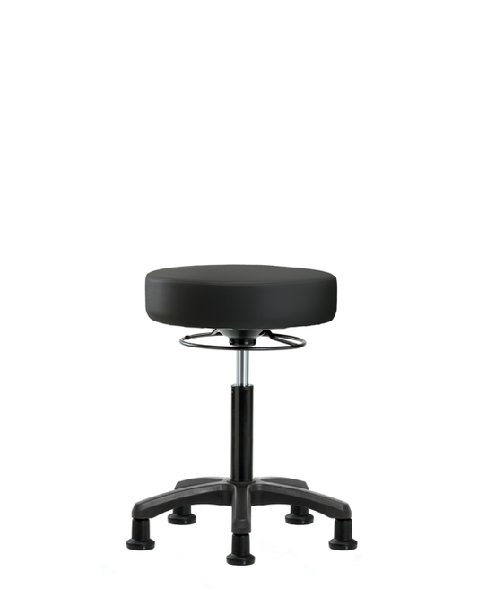 Blue Ridge Ergonomics VMBMS-RG-NF-RG-8540 Vinyl Mini-Stool - Medium Bench Height with Stationary Glides in Black Trailblazer™ Vinyl