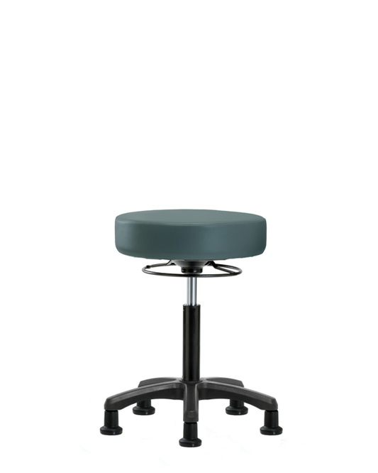 Blue Ridge Ergonomics VMBMS-RG-NF-RG-8546 Vinyl Mini-Stool - Medium Bench Height with Stationary Glides in Colonial Blue Trailblazer™ Vinyl