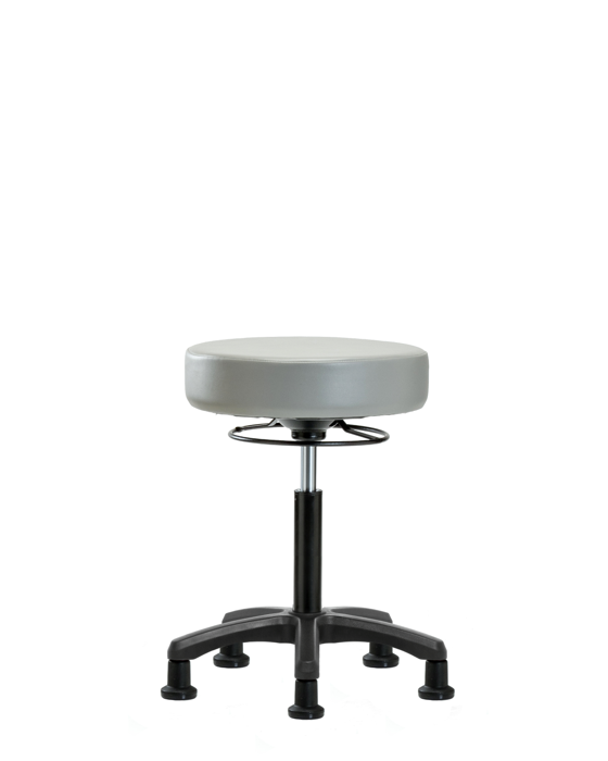 Blue Ridge Ergonomics VMBMS-RG-NF-RG-8567 Vinyl Mini-Stool - Medium Bench Height with Stationary Glides in Dove Trailblazer™ Vinyl