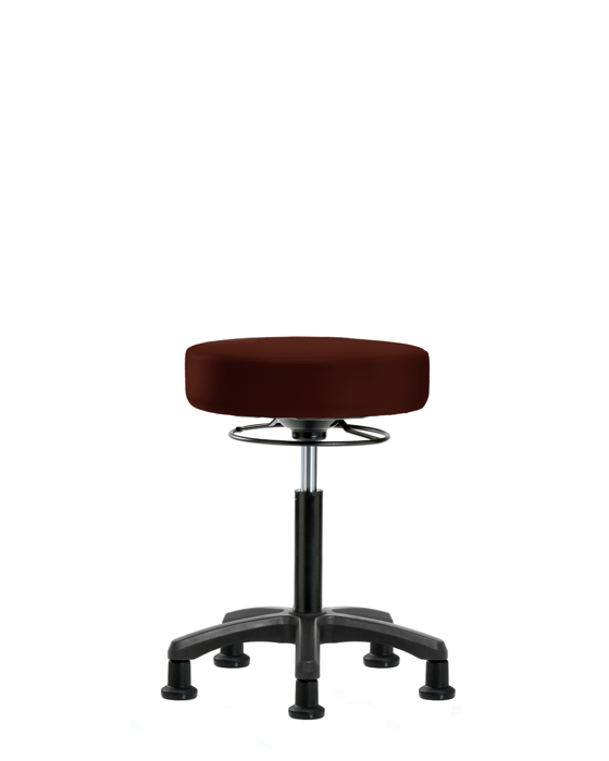Blue Ridge Ergonomics VMBMS-RG-NF-RG-8569 Vinyl Mini-Stool - Medium Bench Height with Stationary Glides in Burgundy Trailblazer™ Vinyl