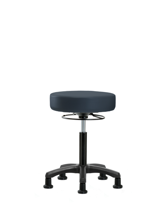 Blue Ridge Ergonomics VMBMS-RG-NF-RG-8582 Vinyl Mini-Stool - Medium Bench Height with Stationary Glides in Imperial Blue Trailblazer™ Vinyl