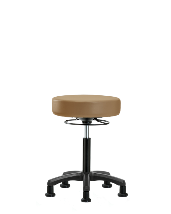 Blue Ridge Ergonomics VMBMS-RG-NF-RG-8584 Vinyl Mini-Stool - Medium Bench Height with Stationary Glides in Taupe Trailblazer™ Vinyl