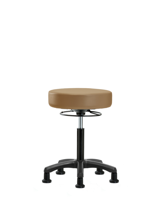 Blue Ridge Ergonomics VMBMS-RG-NF-RG-8584 Vinyl Mini-Stool - Medium Bench Height with Stationary Glides in Taupe Trailblazer™ Vinyl