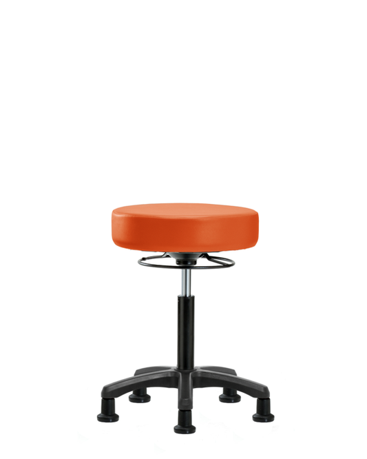 Blue Ridge Ergonomics VMBMS-RG-NF-RG-8613 Vinyl Mini-Stool - Medium Bench Height with Stationary Glides in Orange Kist Trailblazer™ Vinyl