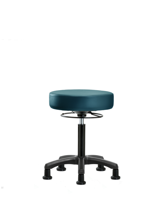 Blue Ridge Ergonomics VMBMS-RG-NF-RG-8801 Vinyl Mini-Stool - Medium Bench Height with Stationary Glides in Marine Blue Supernova™ Vinyl