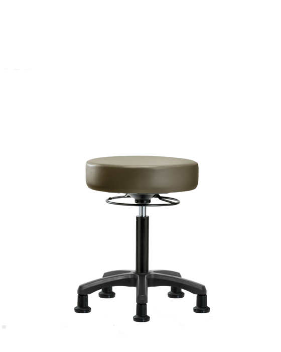 Blue Ridge Ergonomics VMBMS-RG-NF-RG-8809 Vinyl Mini-Stool - Medium Bench Height with Stationary Glides in Taupe Supernova™ Vinyl