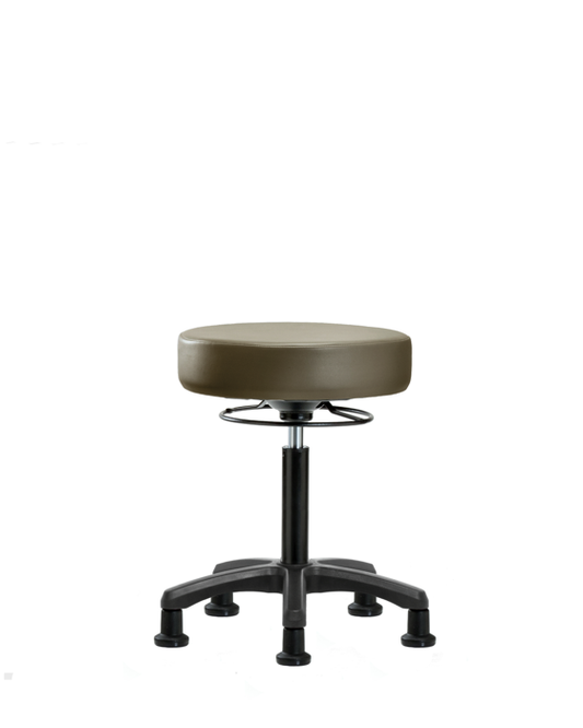 Blue Ridge Ergonomics VMBMS-RG-NF-RG-8809 Vinyl Mini-Stool - Medium Bench Height with Stationary Glides in Taupe Supernova™ Vinyl