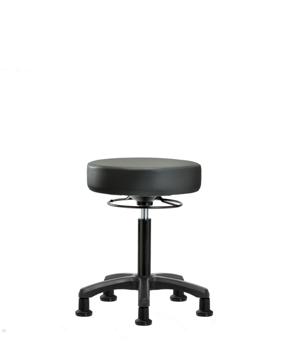 Blue Ridge Ergonomics VMBMS-RG-NF-RG-8823 Vinyl Mini-Stool - Medium Bench Height with Stationary Glides in Carbon Supernova™ Vinyl