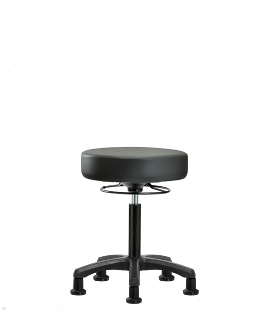 Blue Ridge Ergonomics VMBMS-RG-NF-RG-8823 Vinyl Mini-Stool - Medium Bench Height with Stationary Glides in Carbon Supernova™ Vinyl