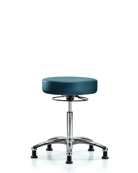 Blue Ridge Ergonomics VMBSO-CR-NF-RG-8801 Rutledge Vinyl Stool without Back Chrome - Medium Bench Height with Stationary Glides in Marine Blue Supernova™ Vinyl