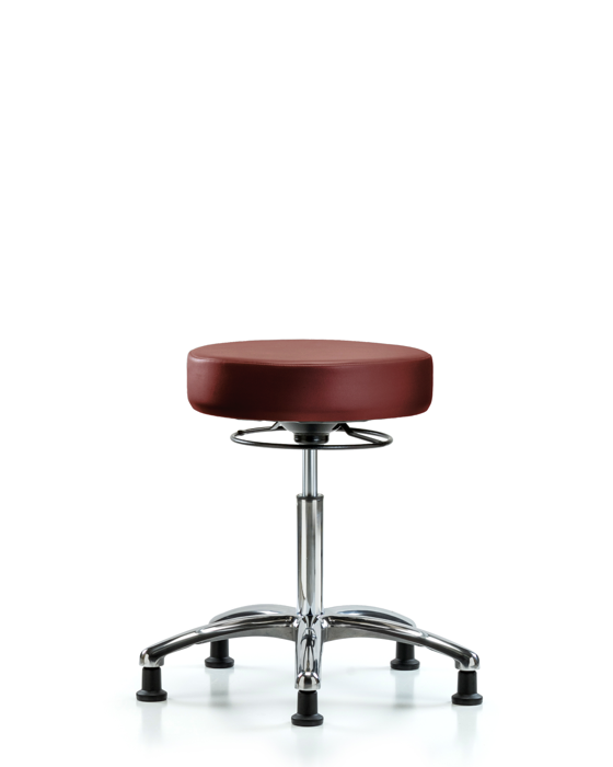 Blue Ridge Ergonomics VMBSO-CR-NF-RG-8815 Rutledge Vinyl Stool without Back Chrome - Medium Bench Height with Stationary Glides in Borscht Supernova™ Vinyl