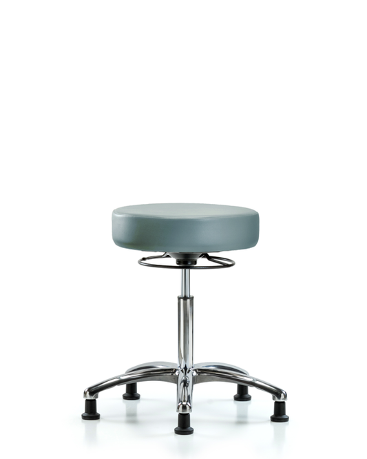 Blue Ridge Ergonomics VMBSO-CR-NF-RG-8822 Rutledge Vinyl Stool without Back Chrome - Medium Bench Height with Stationary Glides in Storm Supernova™ Vinyl