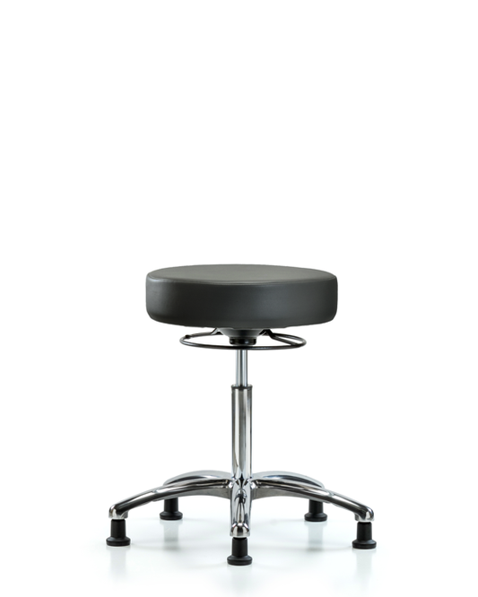 Blue Ridge Ergonomics VMBSO-CR-NF-RG-8823 Rutledge Vinyl Stool without Back Chrome - Medium Bench Height with Stationary Glides in Carbon Supernova™ Vinyl
