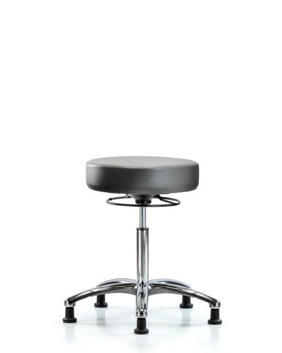 Blue Ridge Ergonomics VMBSO-CR-NF-RG-8840 Rutledge Vinyl Stool without Back Chrome - Medium Bench Height with Stationary Glides in Sterling Supernova™ Vinyl