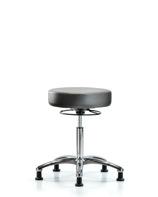 Blue Ridge Ergonomics VMBSO-CR-NF-RG-8840 Rutledge Vinyl Stool without Back Chrome - Medium Bench Height with Stationary Glides in Sterling Supernova™ Vinyl
