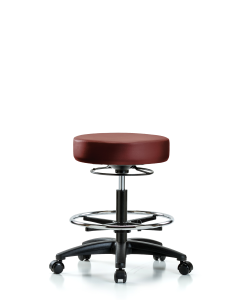 Blue Ridge Ergonomics VMBSO-RG-CF-RC-8815 Rutledge Vinyl Stool without Back - Medium Bench Height with Chrome Foot Ring & Casters in Borscht Supernova™ Vinyl
