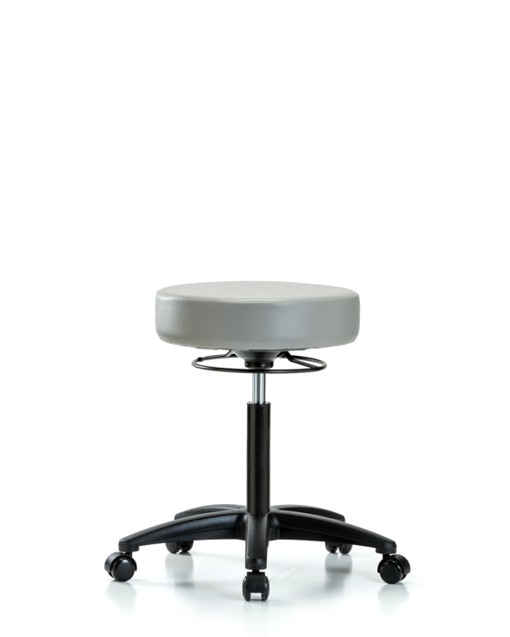 Blue Ridge Ergonomics VMBSO-RG-NF-RC-8567 Rutledge Vinyl Stool without Back - Medium Bench Height with Casters in Dove Trailblazer™ Vinyl