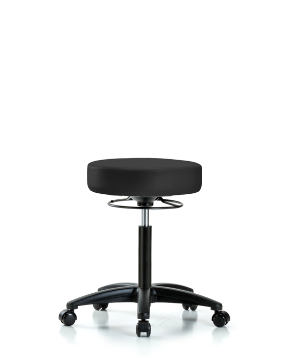Blue Ridge Ergonomics VMBSO-RG-NF-RC-8605 Rutledge Vinyl Stool without Back - Medium Bench Height with Casters in Charcoal Trailblazer™ Vinyl