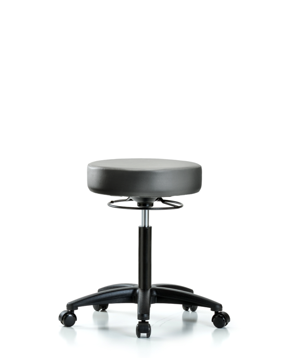 Blue Ridge Ergonomics VMBSO-RG-NF-RC-8840 Rutledge Vinyl Stool without Back - Medium Bench Height with Casters in Sterling Supernova™ Vinyl