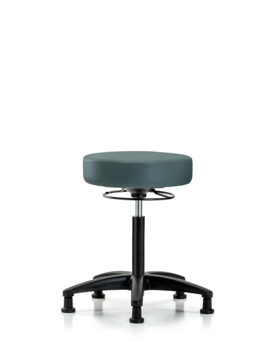 Blue Ridge Ergonomics VMBSO-RG-NF-RG-8546 Rutledge Vinyl Stool without Back - Medium Bench Height with Stationary Glides in Colonial Blue Trailblazer™ Vinyl