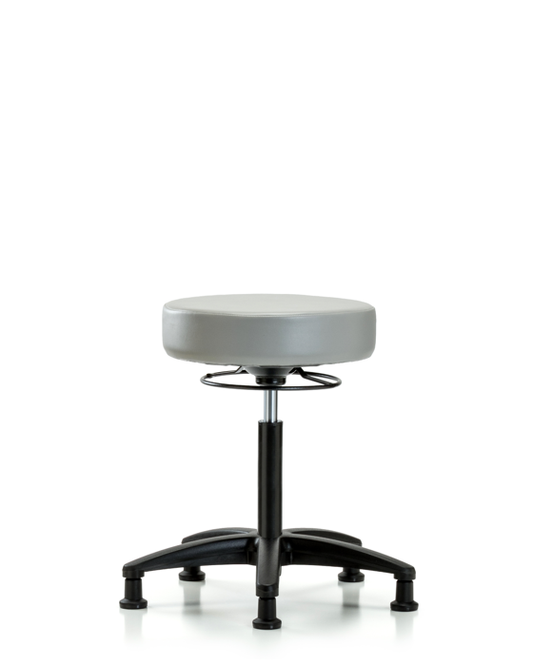 Blue Ridge Ergonomics VMBSO-RG-NF-RG-8567 Rutledge Vinyl Stool without Back - Medium Bench Height with Stationary Glides in Dove Trailblazer™ Vinyl