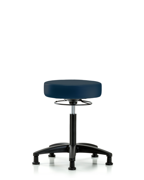 Blue Ridge Ergonomics VMBSO-RG-NF-RG-8582 Rutledge Vinyl Stool without Back - Medium Bench Height with Stationary Glides in Imperial Blue Trailblazer™ Vinyl