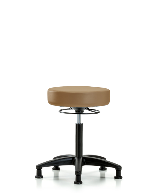 Blue Ridge Ergonomics VMBSO-RG-NF-RG-8584 Rutledge Vinyl Stool without Back - Medium Bench Height with Stationary Glides in Taupe Trailblazer™ Vinyl