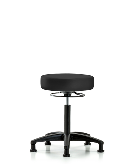 Blue Ridge Ergonomics VMBSO-RG-NF-RG-8605 Rutledge Vinyl Stool without Back - Medium Bench Height with Stationary Glides in Charcoal Trailblazer™ Vinyl