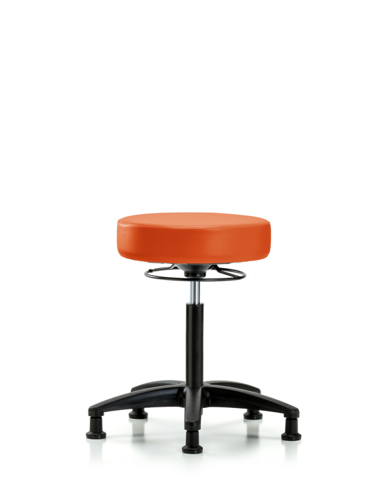 Blue Ridge Ergonomics VMBSO-RG-NF-RG-8613 Rutledge Vinyl Stool without Back - Medium Bench Height with Stationary Glides in Orange Kist Trailblazer™ Vinyl