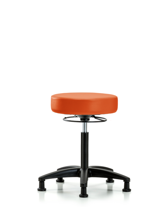 Blue Ridge Ergonomics VMBSO-RG-NF-RG-8613 Rutledge Vinyl Stool without Back - Medium Bench Height with Stationary Glides in Orange Kist Trailblazer™ Vinyl